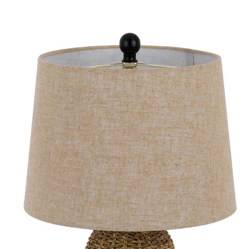 Table Lamp, Brown Drum Shade and Corn Leaf Wicker Woven Base, 24 Inch image number 5