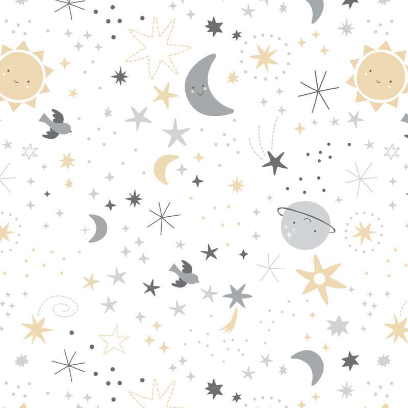 Bedtime Originals Little Star White Celestial Microfiber Baby Fitted Crib Sheet