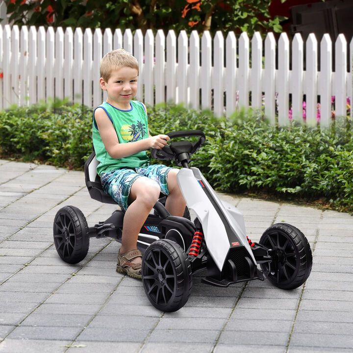 BreeBe Kids Pedal Go Kart W/ Adjustable Seat, Swing Axle