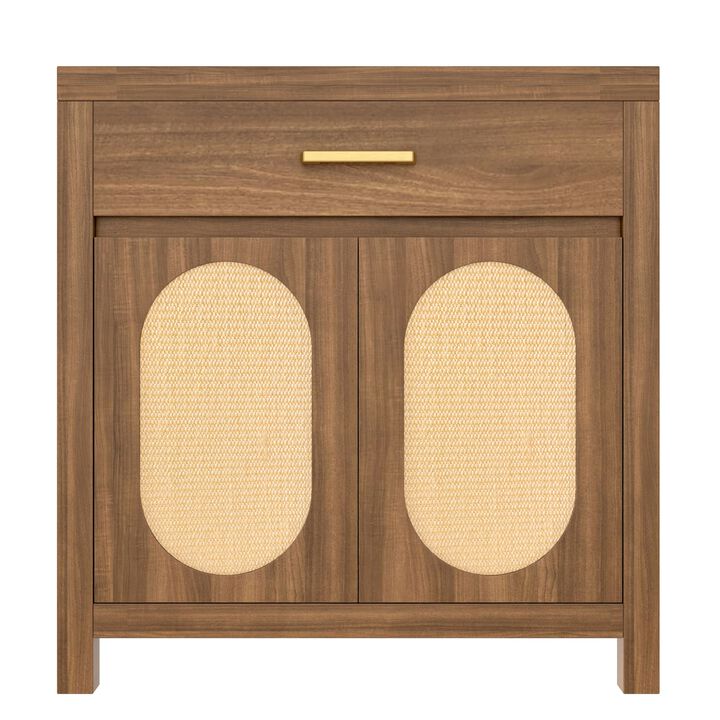 Whisen 31.5" Pet Furniture, Cat Litter Box Enclosure with Sisal Scratcher, MDF Hidden Litter Cabinet with Drawer