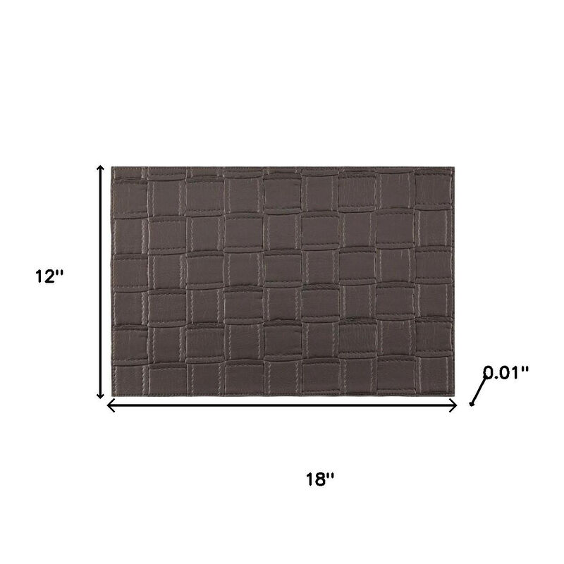HomeRoots 18" Set of Four Espresso Basketweave Faux Leather Placemats image number 4