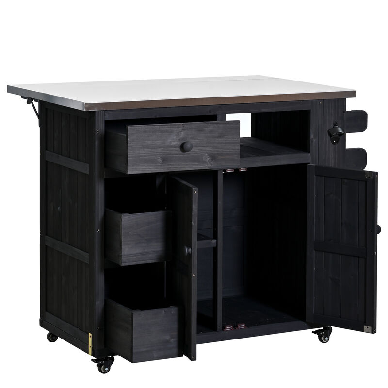 Japtef Outdoor Solid Wood Extendable Kitchen Island image number 8