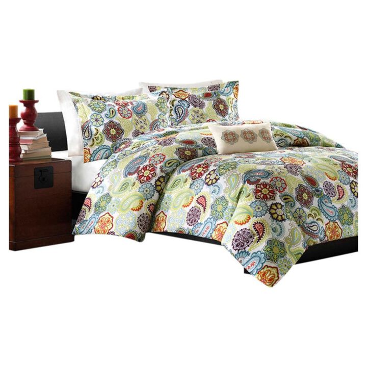 QuikFurn King size Multi Color Paisley 4 Piece Bed Bag Comforter Set