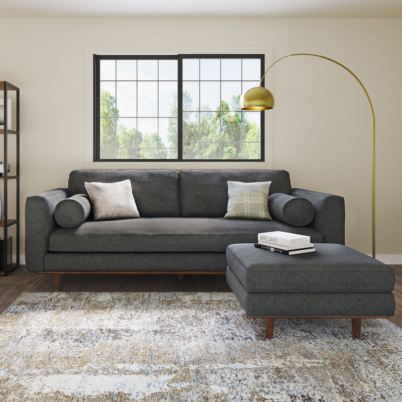 Simpli Home Morrison Sofa and Ottoman Set image number 1