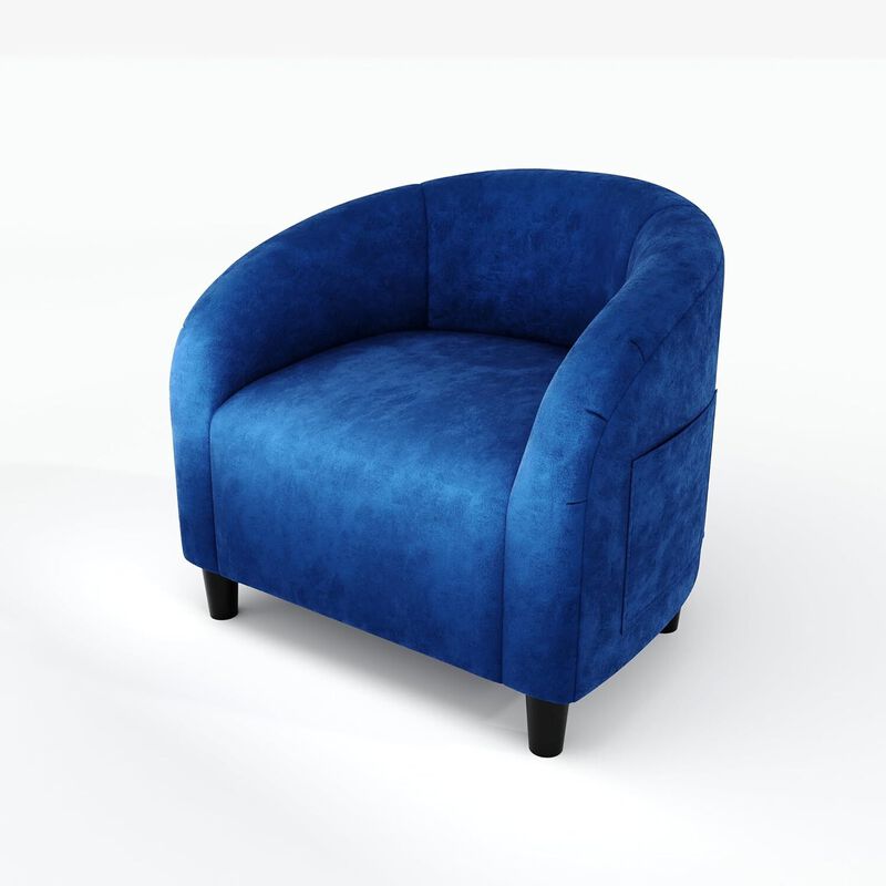 Upholstered Velvet Accent Cozy Armrest Sofa Chair for Living Room Bedroom, Outdoor Relax, Blue image number 0