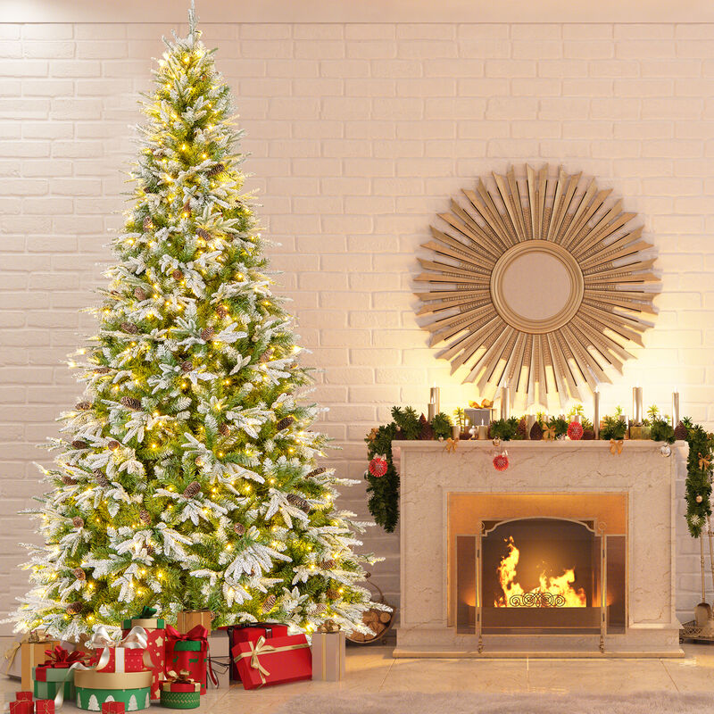Pre-Lit Artificial Christmas Tree with Tips and LED Lights