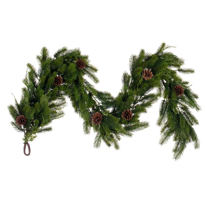 Vickerman 6' x 12" Holiday Pine Garland with Cones