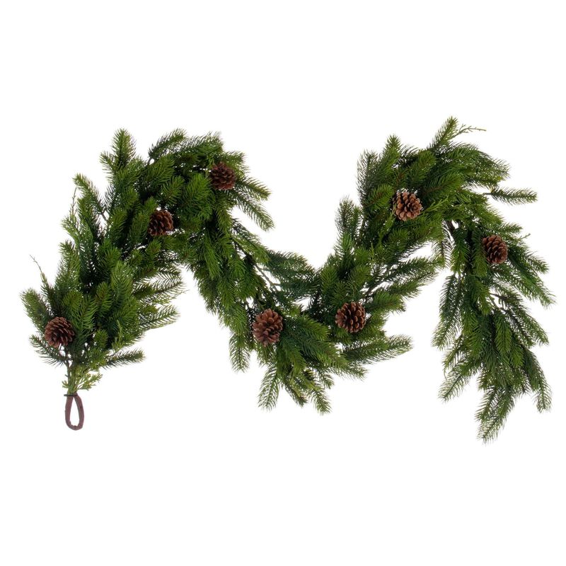 Vickerman 6' x 12" Holiday Pine Garland with Cones image number 0