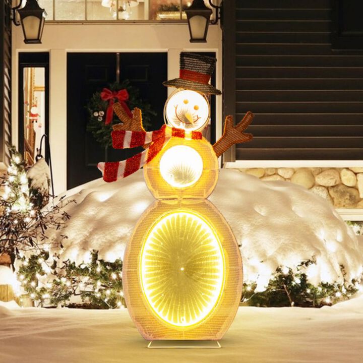 Hivvago 2.6 Feet Lighted Snowman with LED Lights and Metal Stand