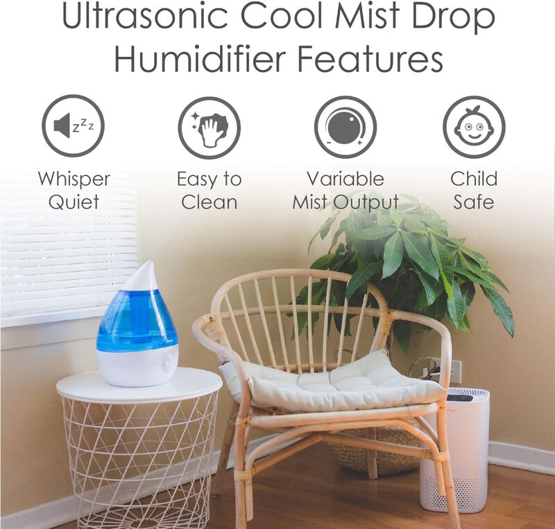 Drop Cool-Mist Humidifier, 1 Gal. - Blue & White image number 1