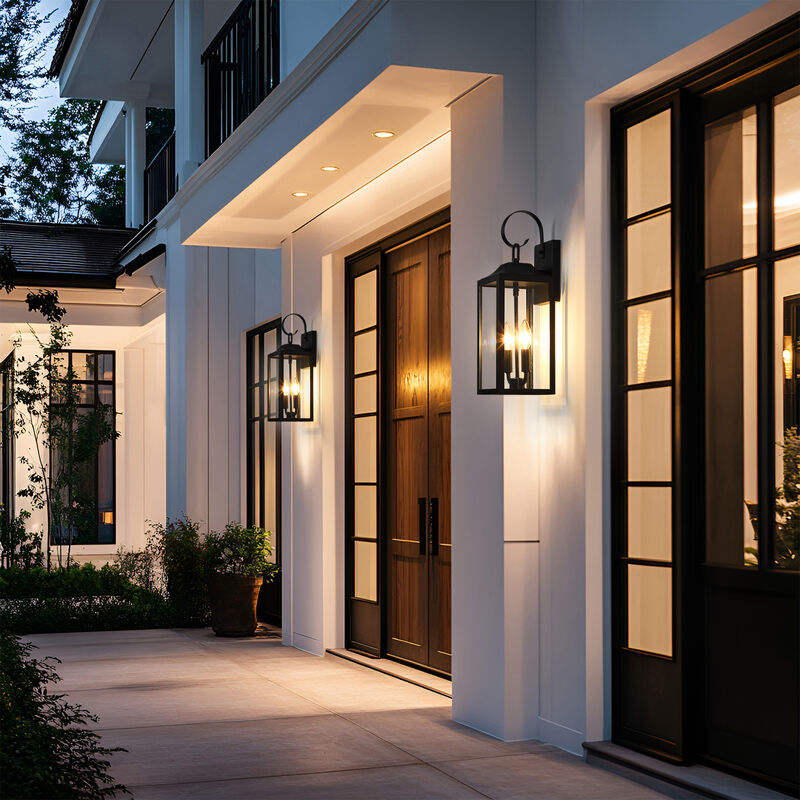18.85 in. 2-Light Outdoor Wall Lantern with Clear Glass Shade image number 8