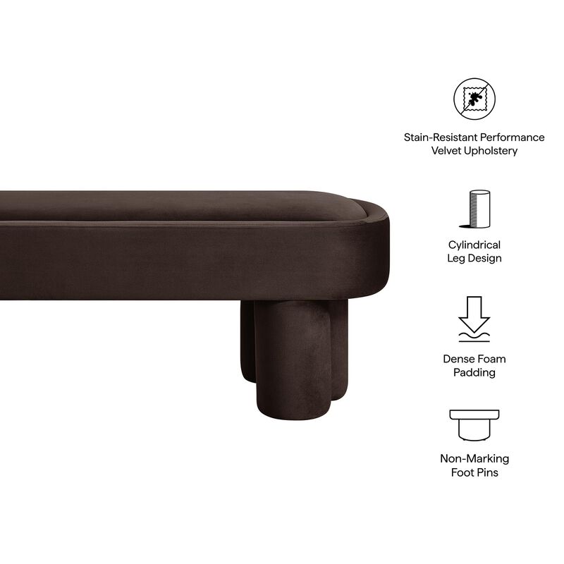 Mossi 52" Modern Oval Velvet Bench in Alabster image number 3