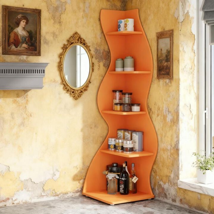 GOODSILO 5-Tier Multi-Functional Corner Bookshelf Storage Rack Plant Stand Organizer