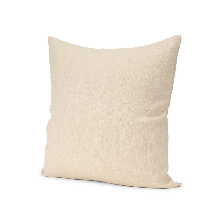 HomeRoots 22" Cream Cotton Blend Throw Pillow Cover with Texture