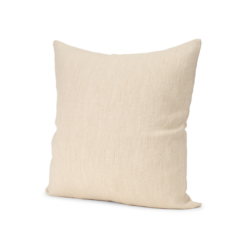 HomeRoots 22" Cream Cotton Blend Throw Pillow Cover with Texture image number 0