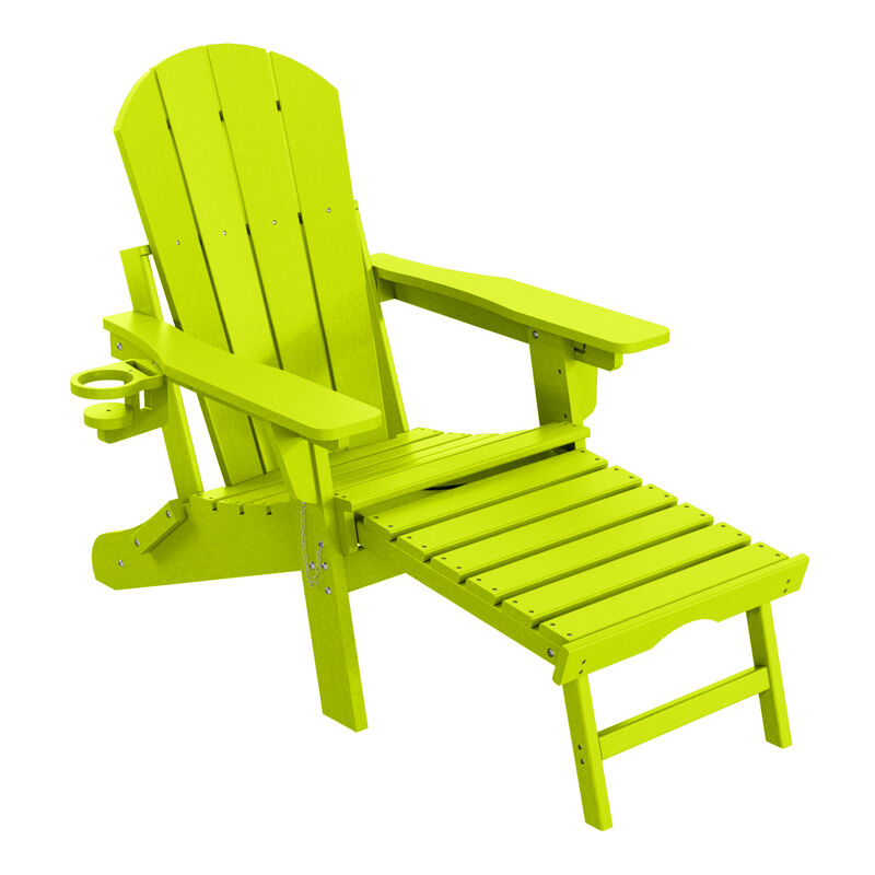 WestinTrends Folding Adjustable Adirondack Chair with Retractable Ottoman and Cup Holder (Set of 2) image number 2