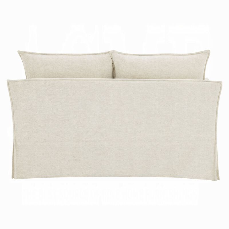 Seya Modern Loveseat with 2 Pillow, Beige Linen Plush Cushions, 58 Inch image number 4