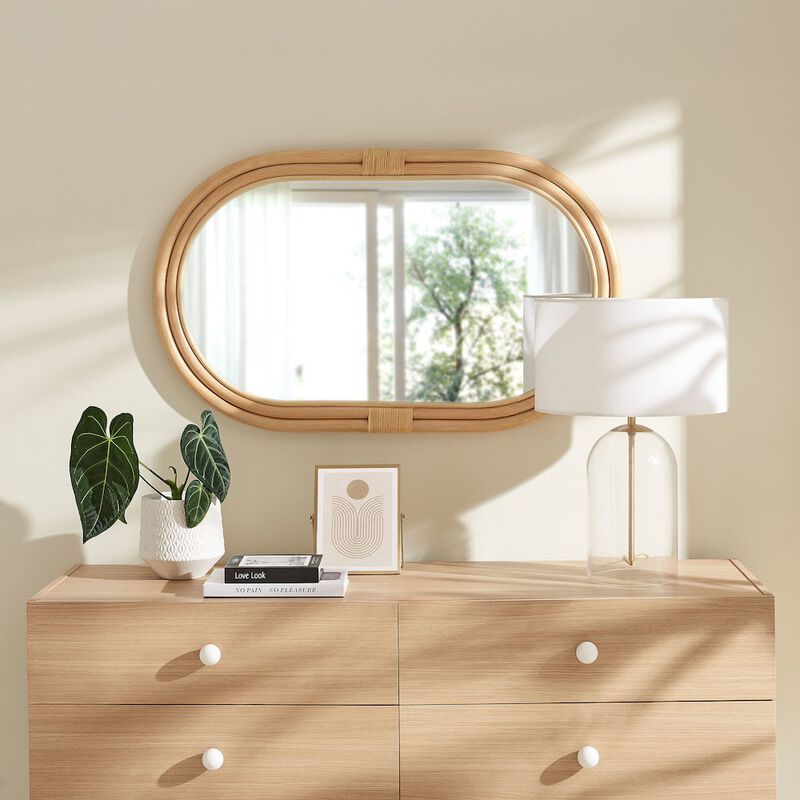 Corsica Oval Rattan Wall Mirror image number 6