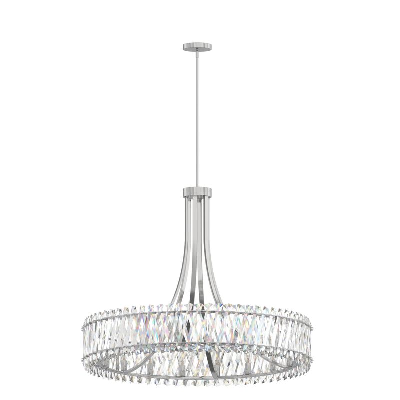 31.5" 12-Light Contemporary Polished Nickel Crystal Chandelier, Circular Ceiling Light for Living Room, Dining Room image number 0