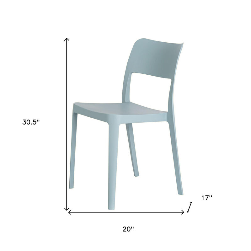HomeRoots Set of Two Baby Blue Heavy Duty Plastic Outdoor Stacking Accent Chairs image number 4