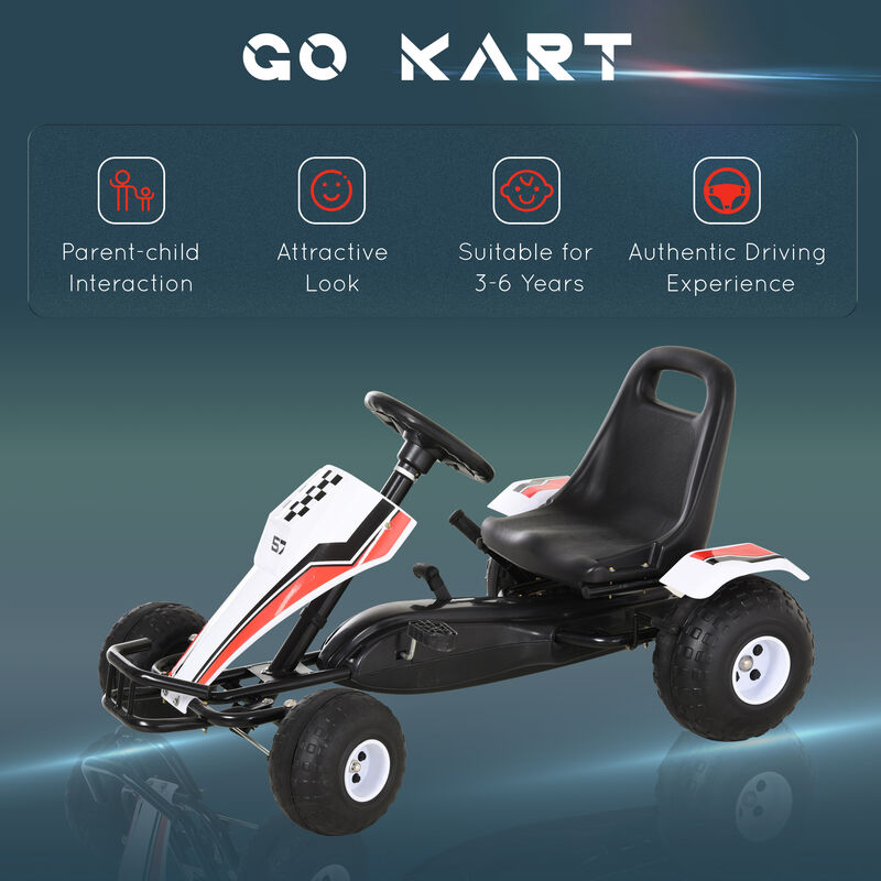 BreeBe Pedal Go Kart Children Ride on Car Racing Style with Adjustable Seat, Plastic Wheels, Handbrake and Shift Lever image number 6