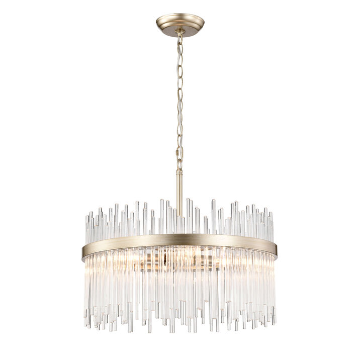 Paula 5-light Brushed Champagne Silver Clear Glass Bars Chandelier