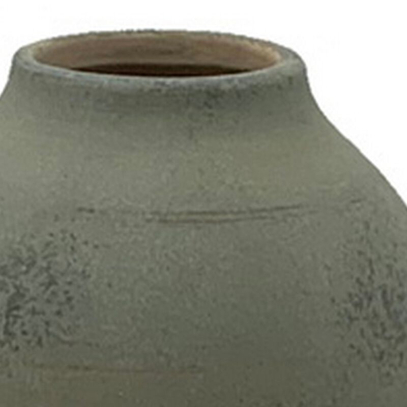 Col Home Decor Flower Vase, Traditional Urn Shape, Sage Green Ceramic - Benzara