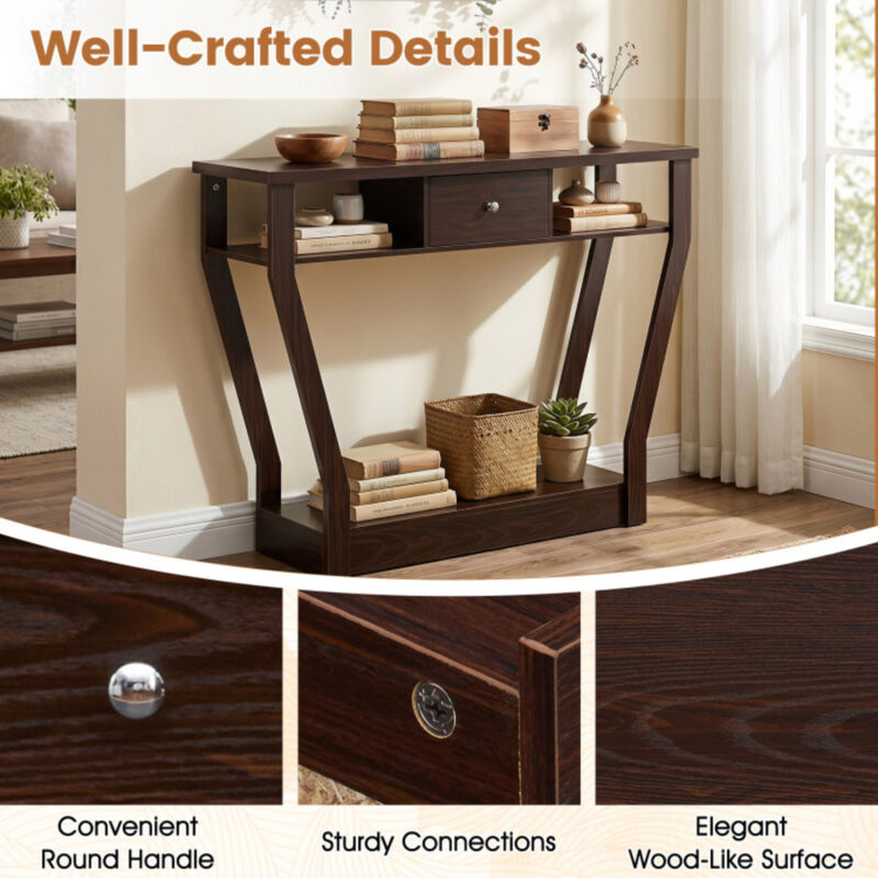 Modern Sofa Accent Table with Drawer image number 8