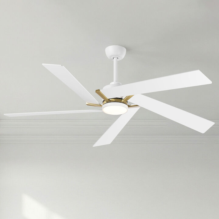 60" Modern Industrial White Reversible Dimmable 5 Aero Blades Ceiling Fan with Light and Remote