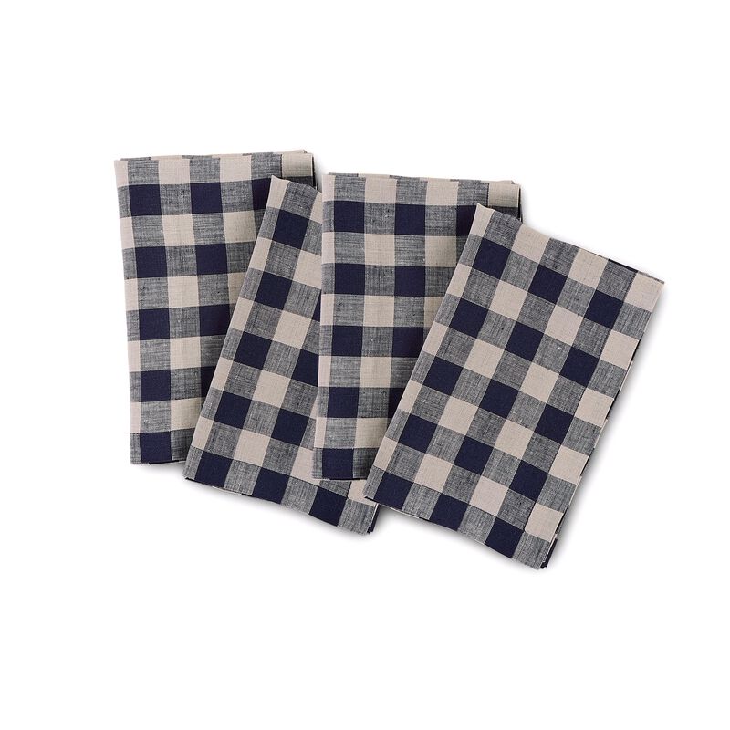Linen Dinner Napkins - Morgan Check