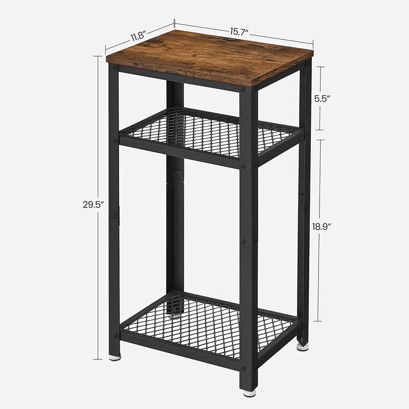 Side Table with 2-Tier Mesh Shelves – End Telephone Table Design