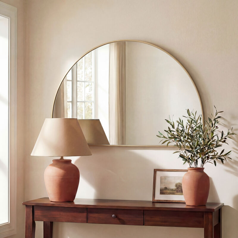 Solstice Half Circle Metal Framed Wall Mounted Mirror image number 5