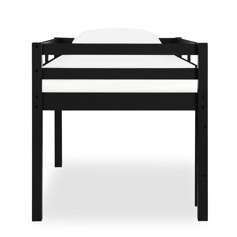 Atwater Living Ashe Junior Wooden Loft Bed, Twin, Black