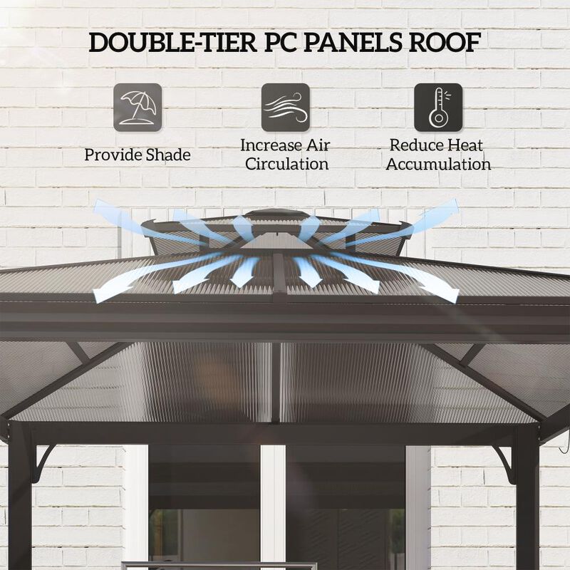 Hivvago Double Roof BBQ Pergola Canopy for Backyard image number 3