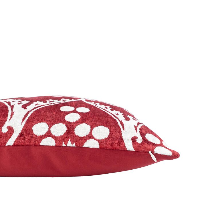 Napa Merlot Silk Velvet Ikat Pillow, 20" X 20"