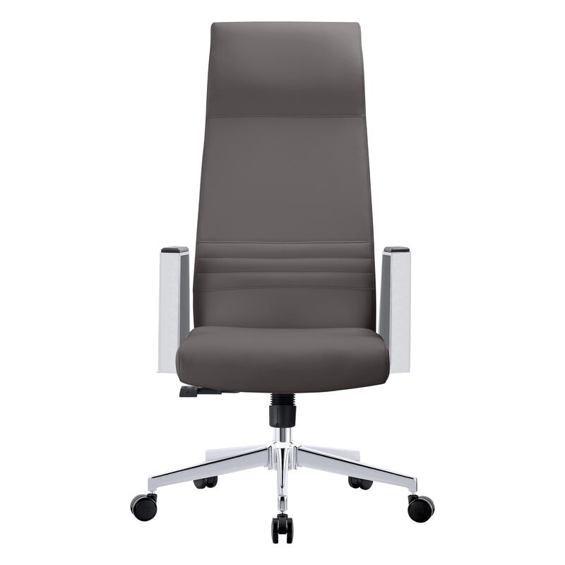 LeisureMod Aleen Modern High-Back Office Chair in Upholstered Leather and Iron Frame with Swivel and Tilt