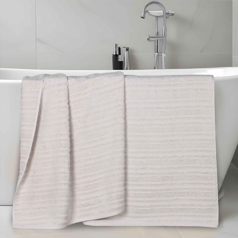Set of 2 Smart Twist Ribbed Bath Sheets Viscose Cotton Blend image number 2