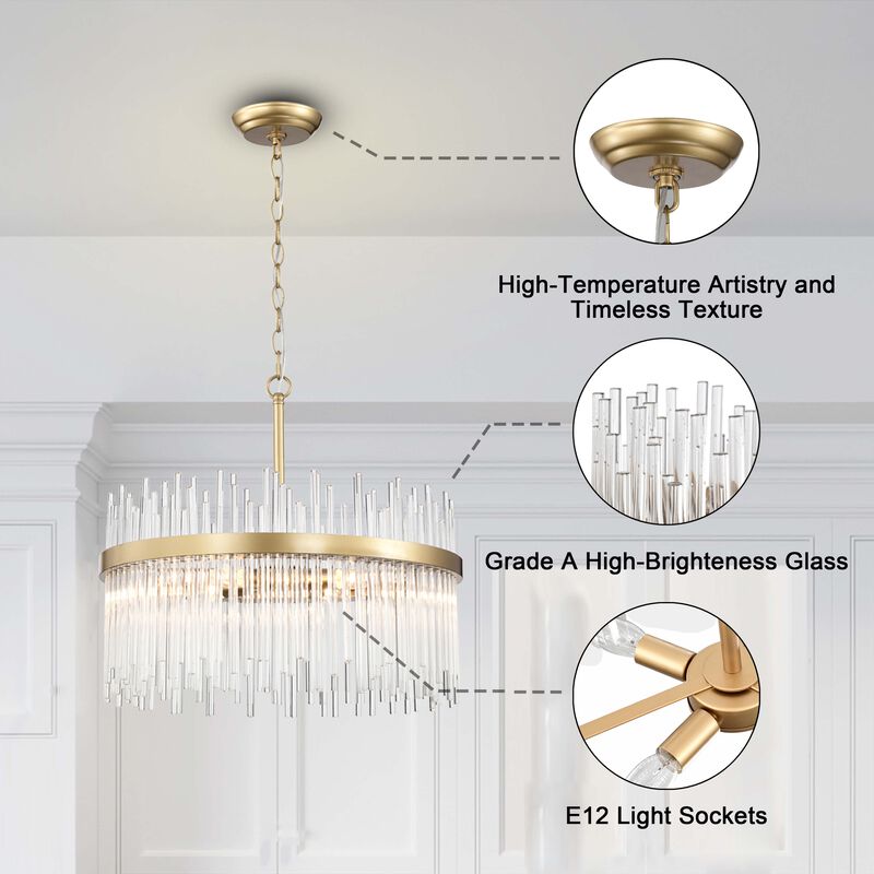 Elisa 5-light Shiny Bronze Chandelier with Clear Glass Bars image number 9