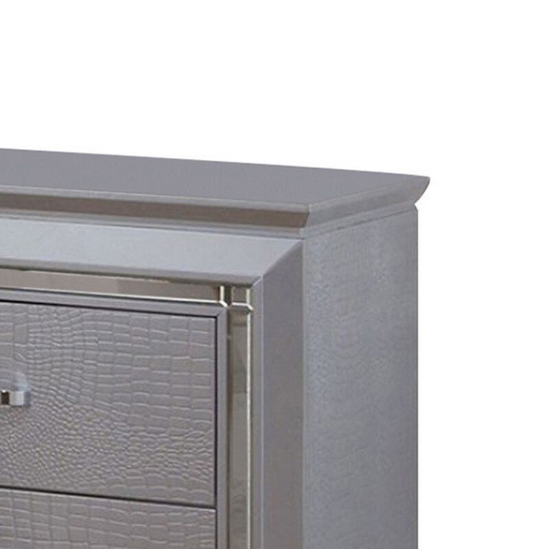 Queen Bedroom Set, Gray Wood, 3 Piece Set with 2 Nightstands image number 5