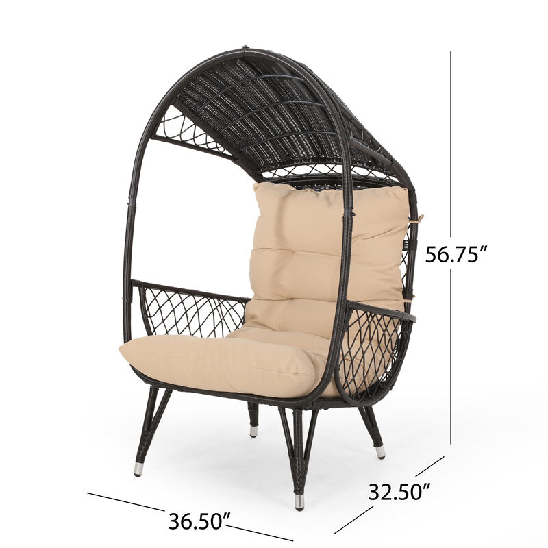 Merax Outdoor Wicker Standing Basket Chair with Cushion
