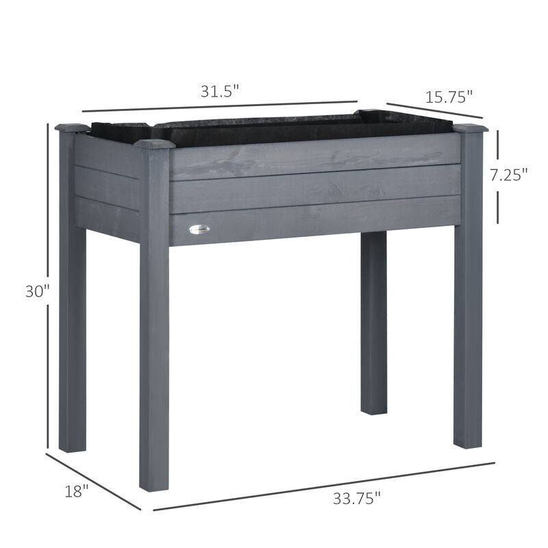 Hivvago 34" Wooden Raised Garden Bed with Drainage Holes image number 2