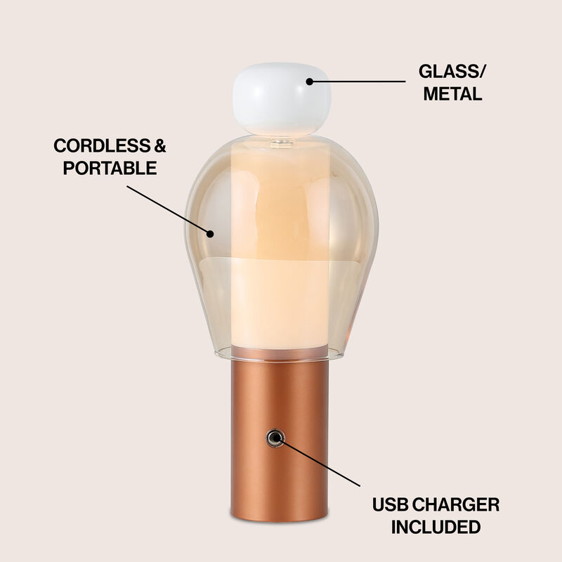 Evonne 10.75" Modern Glam Candle-Style Rechargeable/Cordless Dimmable Integrated LED Table Lamp with Touch Sensor