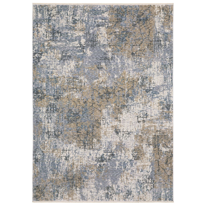 HomeRoots Abstract Distressed Area Rug With Fringe