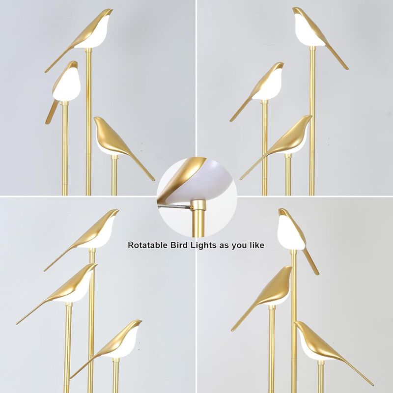 ELEMENT ACE Mid-Century Standing Floor Lamp with Adjustable Built-In LED Lights and Functional Storage Shelf Ideal for Living Room, Bedroom, Study and Home Decor image number 2