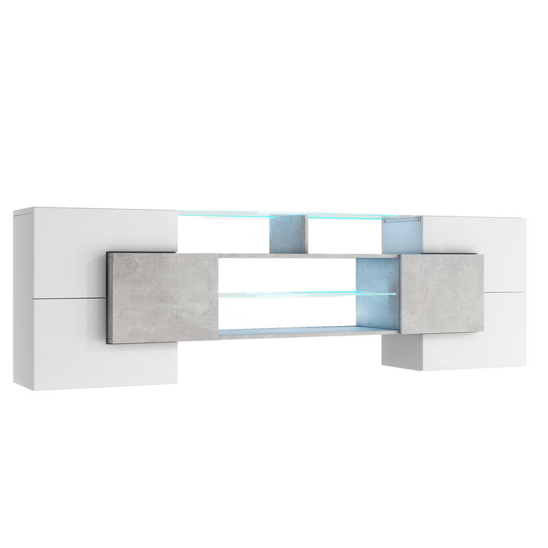 Merax High Gloss Entertainment Center TV Stand Cabinet with LED