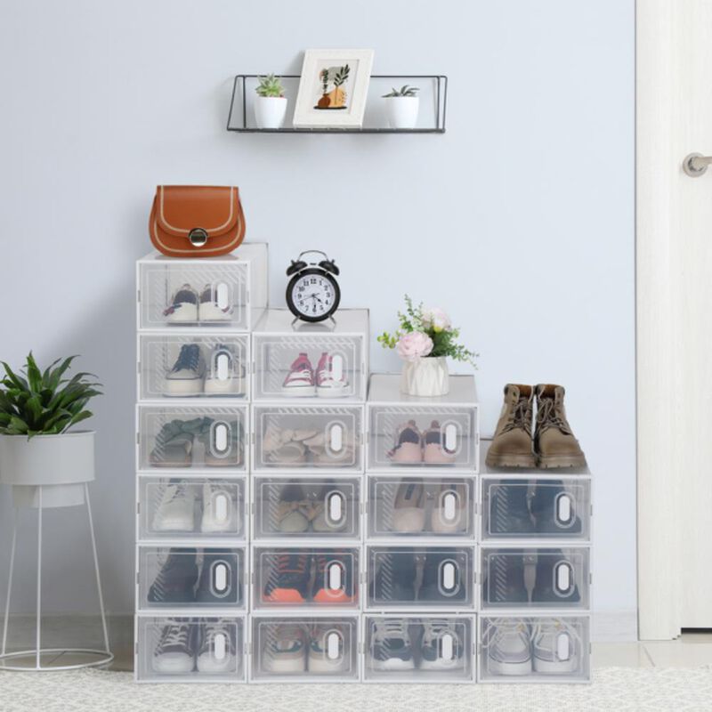 Shoe Storage Boxes 18-Pack &ndash; Clear, Stackable Organizers for Shoes and Accessories