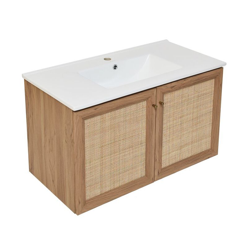 Classe 36 in. Wall Hung Bathroom Vanity with Ceramic Sink Top image number 7