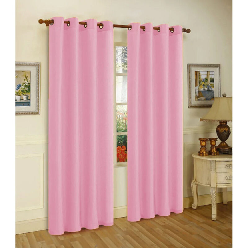 J&V TEXTILES Solid Grommet Faux Silk Window Curtain Drapes Treatment in 84" Length- Set of 2 image number 0