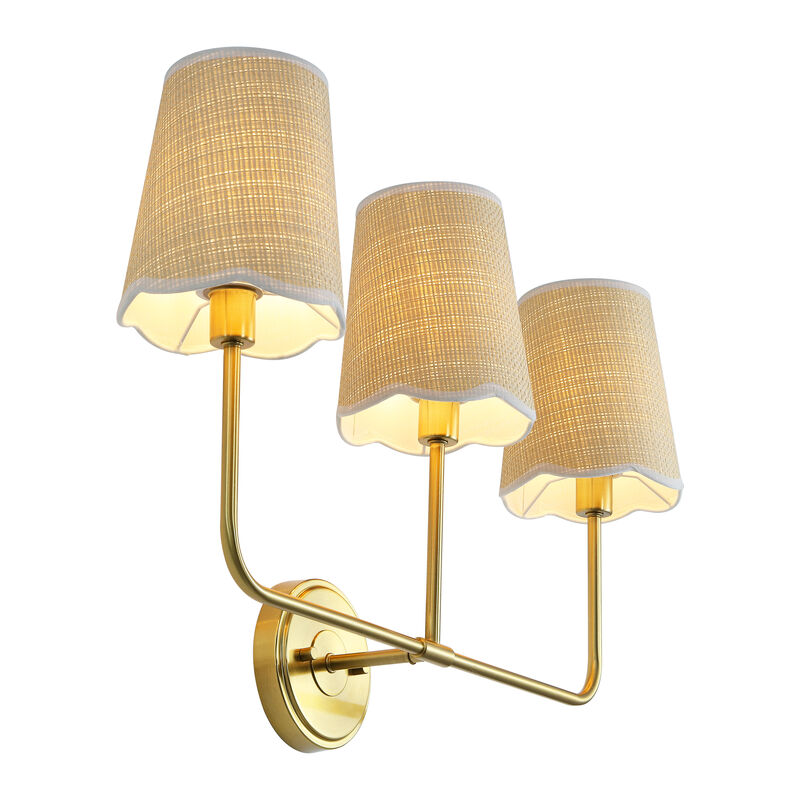 Lila Traditional Coastal Scalloped Fabric Shade/Metal LED Vanity Light