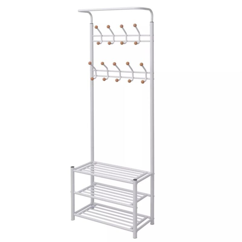 vidaXL Clothes Rack with Shoe Storage 26.8"x12.6"x71.9" White